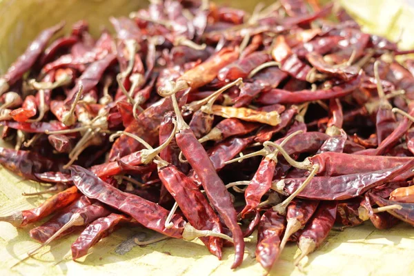 Dry Hot Chillies Background Top View — Stock Photo, Image