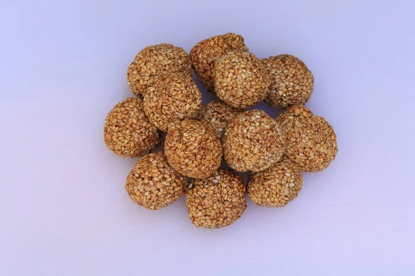 Til Gul Sweet Sesame Laddu Untuk Festival India Makar Sankranti — Stok Foto