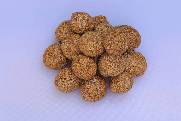 Til Gul Sweet Sesame Laddu Para Festival Indio Makar Sankranti — Foto de Stock