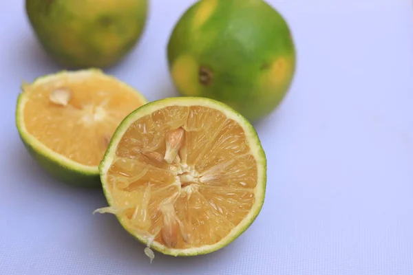 Žlutá Zelená Barva Celé Zralé Sladké Limetkové Plody Nebo Citrus — Stock fotografie