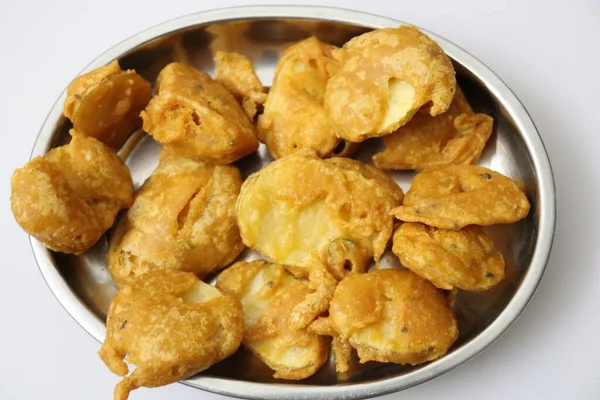 Chrupiące Zielone Chili Pakora Lub Mirchi Bajji — Zdjęcie stockowe