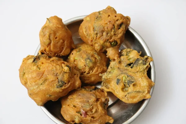 Ropogós Zöld Chilli Pakora Vagy Mirchi Bajji — Stock Fotó