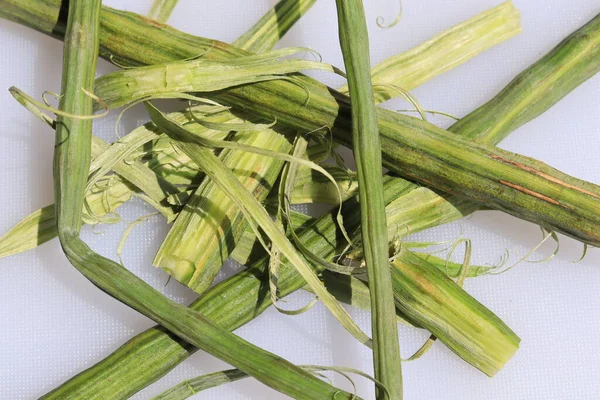 Vainas Muslo Moringa Oleifera Poss Vegetales Aislados Sobre Fondo Blanco — Foto de Stock