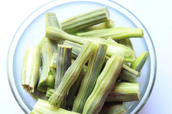 Vainas Muslo Moringa Oleifera Poss Vegetales Aislados Sobre Fondo Blanco — Foto de Stock