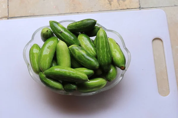 Orgánica Verde Crudo Coccinia Grandis Freír Hiedra Calabaza Sobre Fondo —  Fotos de Stock