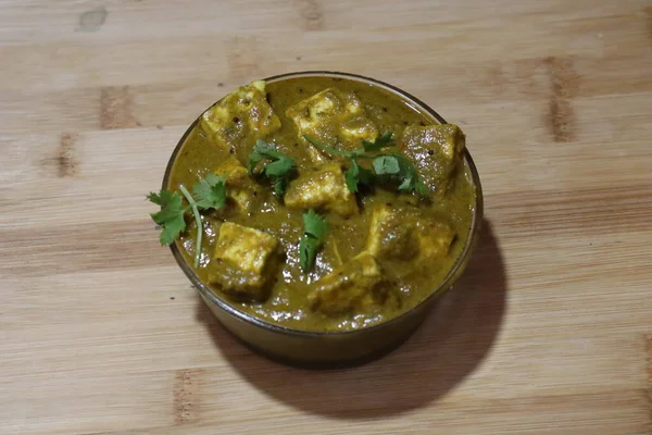 Malai Achari Paneer Gravy Made Using Red Gravy Green Capsicum — Stock Photo, Image