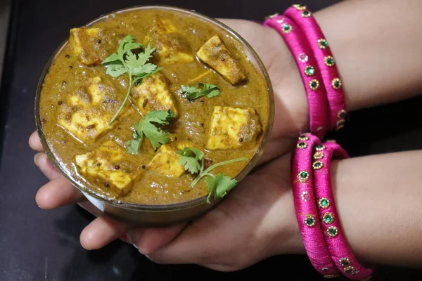 Malai Oder Achari Paneer Einer Soße Aus Roter Soße Und — Stockfoto