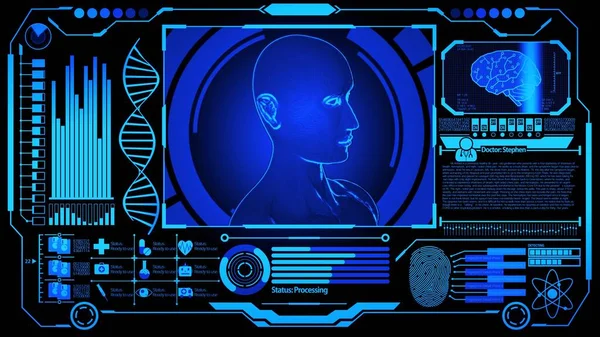 DNA, Dijital Beyin Taraması, Parmak izi ve Mavi Renkli Resim Ver.1 (Tam Görünüm)