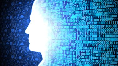 Yapay Zeka Bilgisayarlama ve Büyük Veri Geliştirme ve Düşünme. Baş Şekli Arka planı Ver.3 olan İkili Kod da dahil.