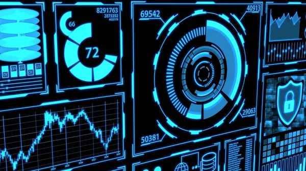 Datenübertragung Übertragung Und Digitale Transformation Bildschirm Hud Mit Details Blauer — Stockfoto