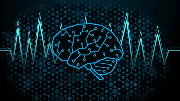 Conception Cerveau Numérique Avec Ondes Cérébrales Arrière Plan Hexagonal Abstrait Image En Vente