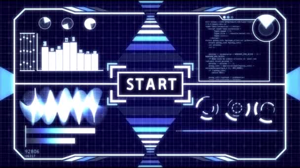 Futurystyczny Start Load Completed Hud Cyfrowy Ekran Tła — Wideo stockowe