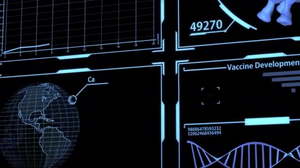 Coronavirus Covid Model Rendering Futuristic Digital Medical Hud Epidemic Detection — Αρχείο Βίντεο