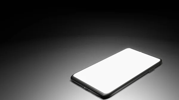 8K 3D Rendered Smartphone On the Floor in the Dark Room with One Light Source and Screen turn (Sağ taraf)