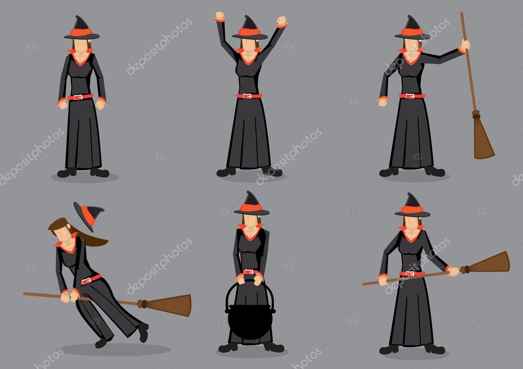 Black Witch Cartoon Character Vector Illustration Stock Vector Image by  ©hofred #125274822