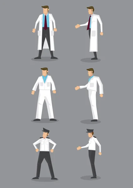 Man in White Uniform Occupation Vector Icon Set — Stock Vector