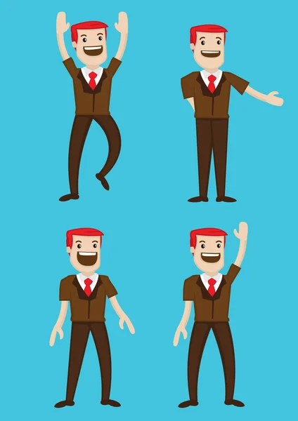Hombre de dibujos animados feliz carácter lenguaje corporal Vector ilustración — Vector de stock