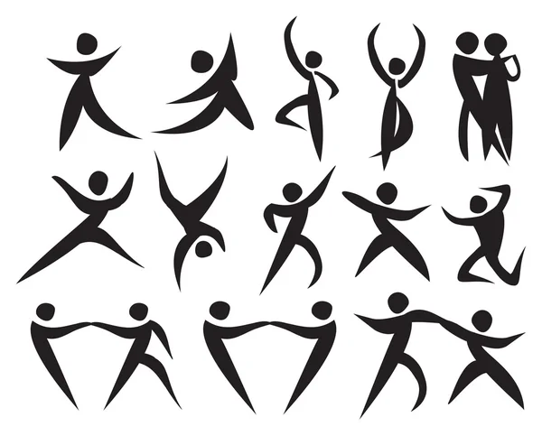 Icona di persone che ballano in stili diversi . — Vettoriale Stock