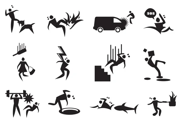 Ongeval, een ongeluk en een ramp Vector Icons — Stockvector