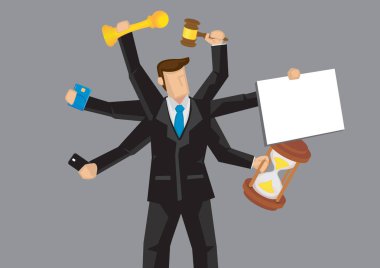 Multitasking Businessman Vector Cartoon Character Illustration clipart