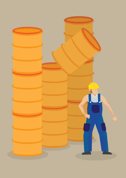 Falling Barrel on Worker Workplace Accident Vector Illustration Royalty Free Stock Illustrations