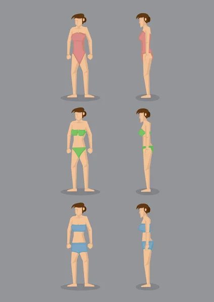 Lady in Swimsuit Vector Personagem Ilustração —  Vetores de Stock