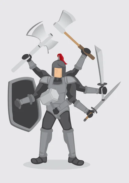Cavaleiro super-humano Guerreiro Cartoon Vector Ilustração — Vetor de Stock