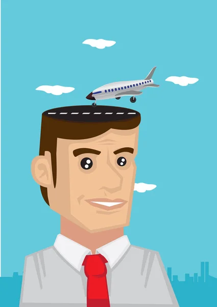 Man with Travel Dream Vector Cartoon Illustration — Stock Vector