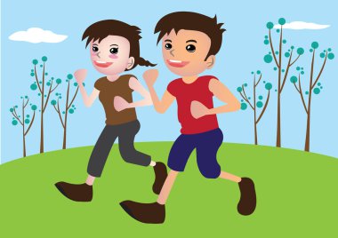 Çalışan iki Park vektör çizim içinde