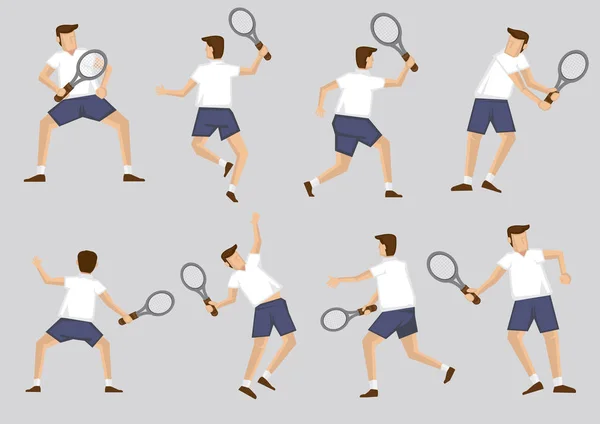 网球选手手持球拍矢量卡通人物剪贴画 — 图库矢量图片