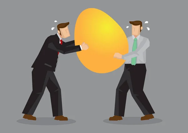 Empresário lutando sobre ovo dourado Cartoon Vector Ilustração — Vetor de Stock
