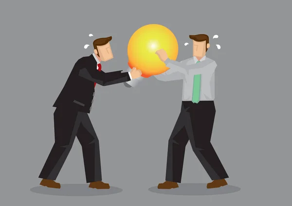 Fighting Over Business Idea Cartoon Vector Illustration - Stok Vektor