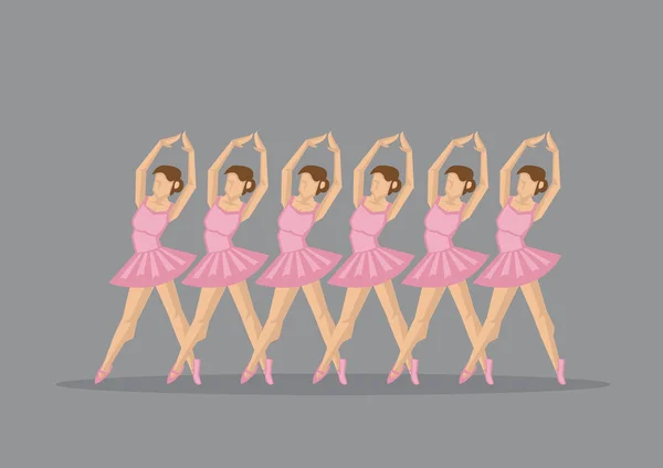 Grupo de bailarines de ballet En Pointe en rosa Vector Illustration — Archivo Imágenes Vectoriales