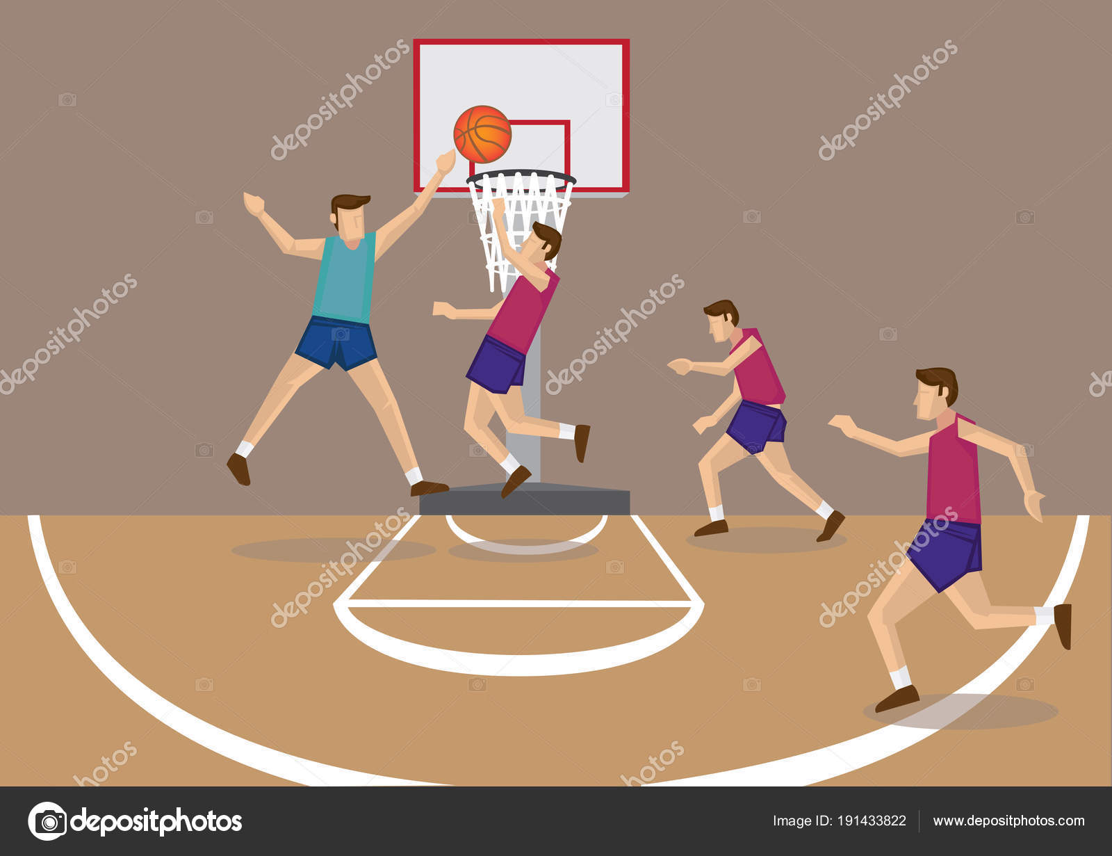 Jump Shot for Goal in Basketball Game Vector Illustration Stock Vector  Image by ©hofred #191433822