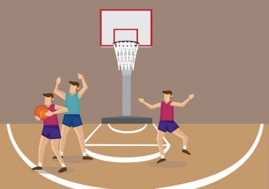 Koruma ve basketbol oyun mahkeme vektör Illustrati engelleme