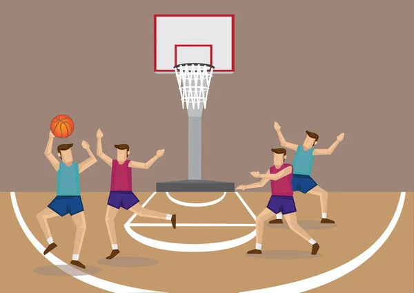 Deux équipes de joueurs de basket-ball au terrain de basket-ball Vector Illus — Image vectorielle