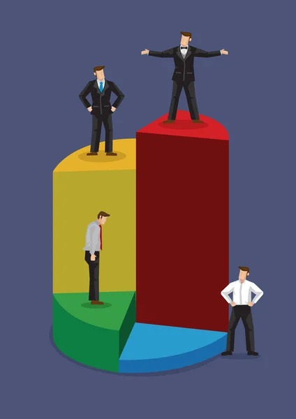 Empresários ficar em diferentes níveis de Pie Chart Vector Busine — Vetor de Stock