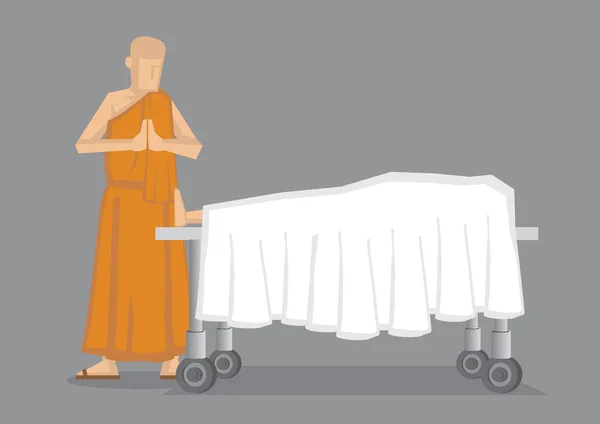 Rituál smrti podle buddhistický mnich vektorové ilustrace — Stockový vektor