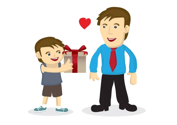 Illustration vectorielle d'un dessin animé d'un enfant donnant un cadeau à son père . — Image vectorielle