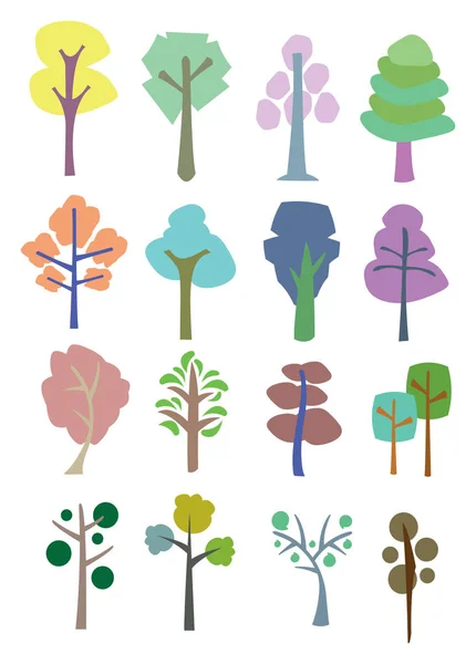 Цветные векторные деревья — стоковый вектор