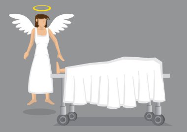 Angel by Dead Body Cartoon Vector Illustration clipart