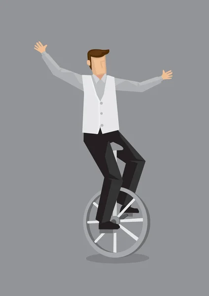 Homem dos desenhos animados em Unicycle Vector Ilustração — Vetor de Stock