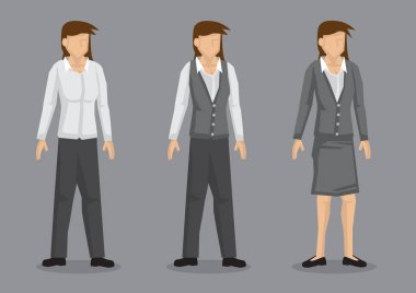 Kadınlar iş giysisi moda vektör karakter çizim 