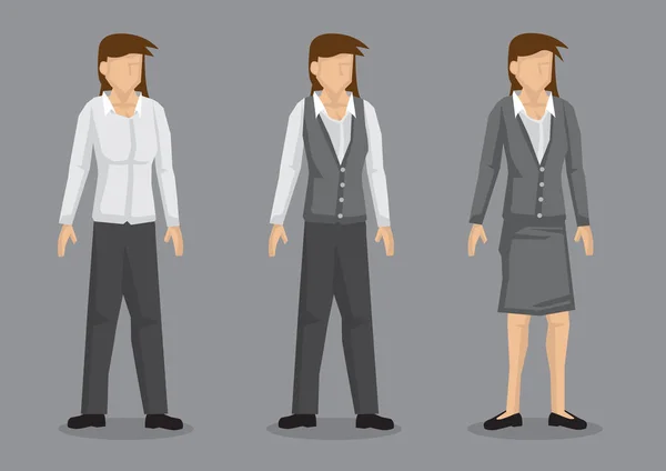 Γυναίκες μόδα ενδύματα εργασίας διανυσματικά Εικονογράφηση χαρακτήρων — Διανυσματικό Αρχείο