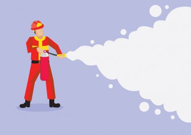 Firefighter Spraying Firefighting Foam Vector Cartoon Illustrati clipart