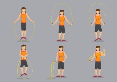 Sportif kadın vektör karakter illüstrasyon atlama