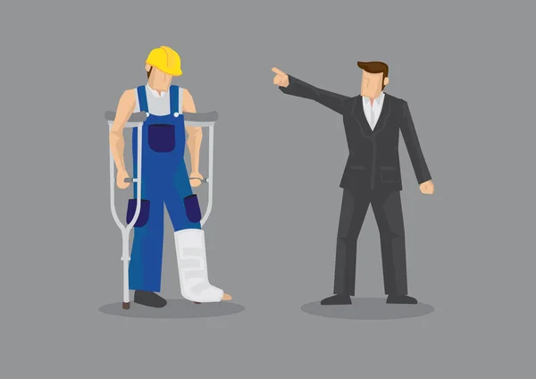 Illustrati διάνυσμα τραυματισμένο εργαζόμενο εργοδότη διακρίσεις — Διανυσματικό Αρχείο