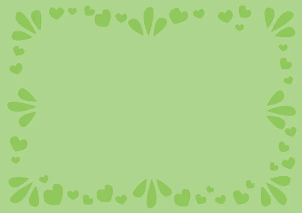 Sfondo bordo verde con amore e cuori. Progettazione del layout per — Vettoriale Stock