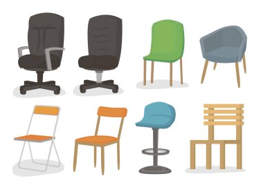 Rahat 8 koltuk dizaynlı sandalye seti. İzole et