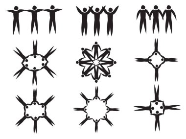 El ele tutuşan İnsan figürleri Sembol Vektör İllüzyonu